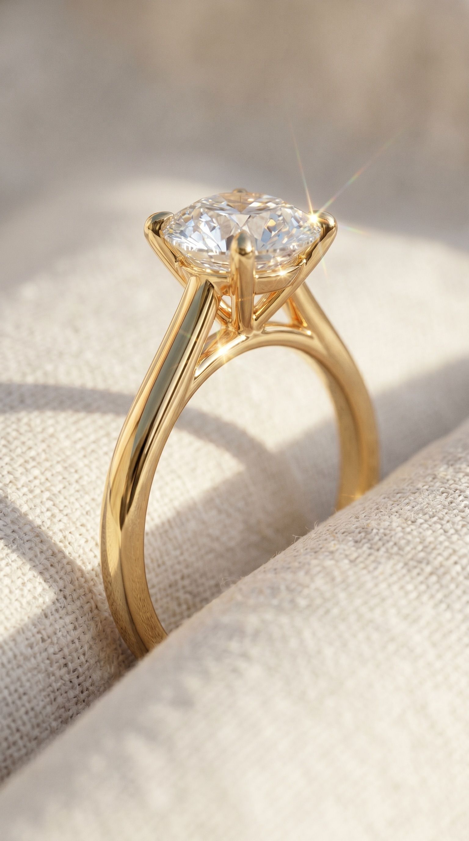 Side profile of round cathedral solitaire ring